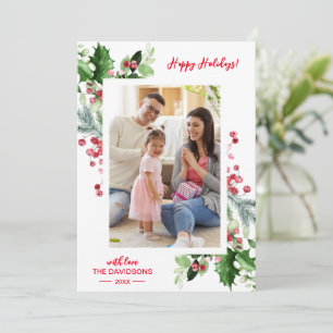 Cartão De Festividades Foto Família Feliz Natal Baga Sagrada de Natal