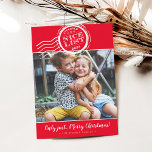 Cartão De Festividades FOTO FAMILIAR papais noeis engraçados belos selos<br><div class="desc">por kat massard >> www.simplysweetPAPERIE.com <<< design divertido com carimbo de aprovação de Papais noeis autênticos - LISTA NICE! Seus filhos conseguiram? DICA 1. Para redimensionar/reposicionar a foto, pressione o botão "personalizar". 2. Você também pode alterar as fontes, mover e adicionar mais texto! PRECISA DE AJUDA PARA FAZER SUA FOTO...</div>