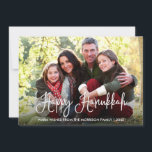 Cartão De Festividades Foto Feliz da Família Hanukkah de Caligrafia Moder<br><div class="desc">Cartão com fotos Feliz da Família Hanukkah,  Roteiro de Caligrafia Moderna</div>