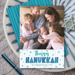 Cartão De Festividades Foto Feliz de Hanukkah Foto Moderna de Diversão de