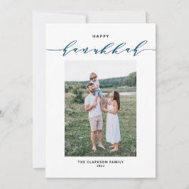 Cartão De Festividades Foto Feliz de Hanukkah, Script Moderno e Elegante