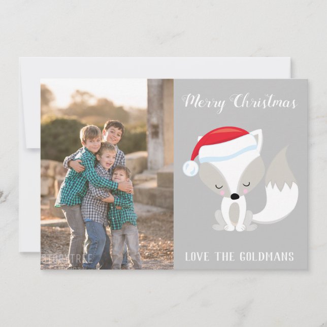 Cartão De Festividades Foto Feliz de Natal Fox (Frente)