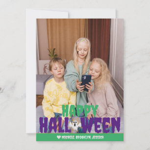 Cartão De Festividades Foto Feliz Halloween Teia de Aranha laranja Assust