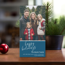 Cartão De Festividades Foto - Feliz Natal com 1 foto grande Azul