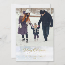 Cartão De Festividades Foto Feliz Natal Elegante Gelo de Inverno