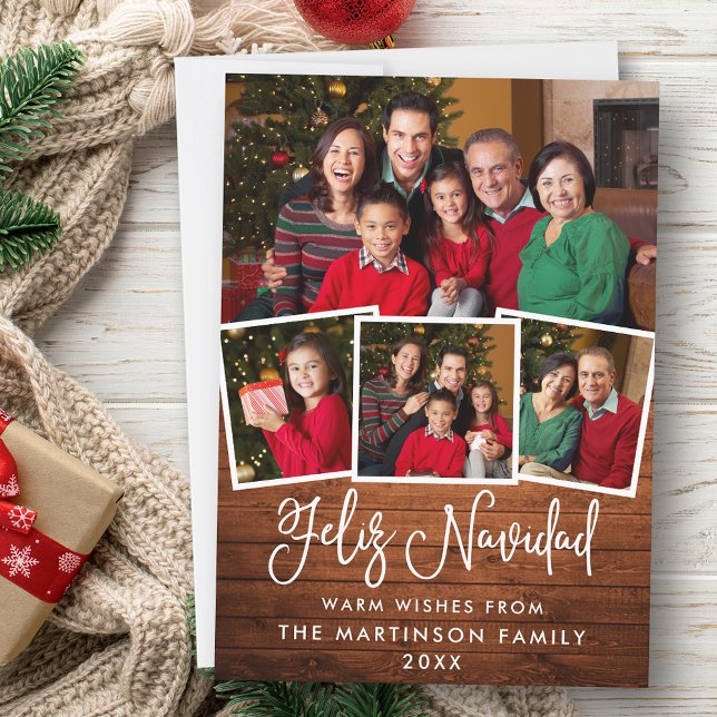Cartão De Festividades Foto: Feliz Navidad, Foto do Movimento Moderno Cal (Customize to add text to back of card.)