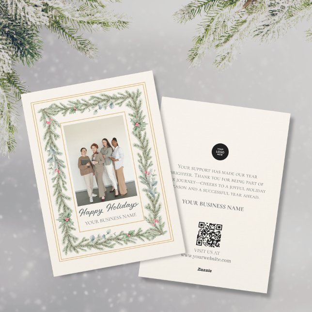 Cartão De Festividades Foto Festiva Moderna Elegante Natal Botânico (Criador carregado)