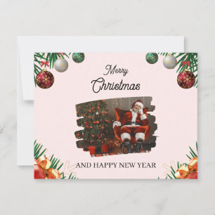 Cartão De Festividades Foto Festiva Vermelha e Verde Feliz Natal