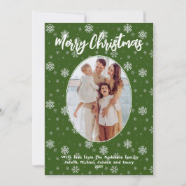 Cartão De Festividades Foto: Flocos de Neve Verde Moderno Feliz Natal