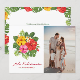 Cartão De Festividades Foto Floral Colorida Mele Kalikimaka Havaiano
