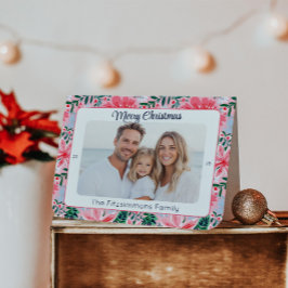 Cartão De Festividades Foto Floral de Feriado Pink Preppy