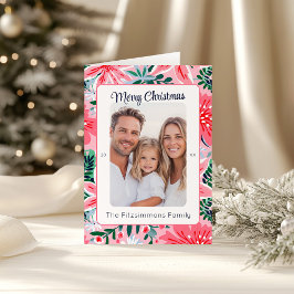 Cartão De Festividades Foto Floral de Feriado Rosa Moderno