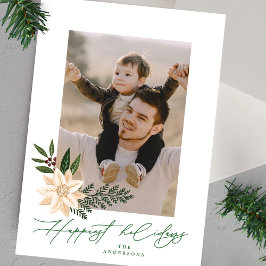 Cartão De Festividades Foto floral de Poinsettia Natal elegante