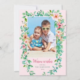 Cartão De Festividades Foto Floral Rosa de Natal Tropical