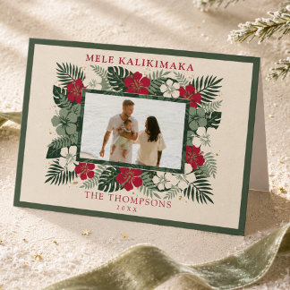 Cartão De Festividades Foto Floral Tropical Havaiana Mele Kalikimaka