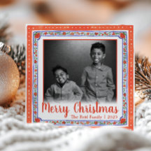 Foto Floral Vintage Aquarela Vermelho & Azul