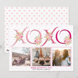 Cartão De Festividades Foto floral XOXO Fotografia Galentines, rosas-rosa