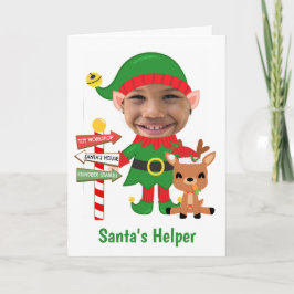 Cartão De Festividades Foto Fofa de Auxiliar do Papai Noel Natal
