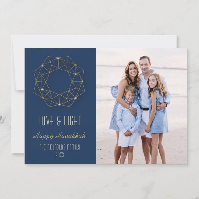 Cartão De Festividades Foto Geométrica Wreath (Frente)