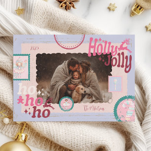 Cartão De Festividades Foto Groovy Quebra-Nozes Natal Pastel Retro