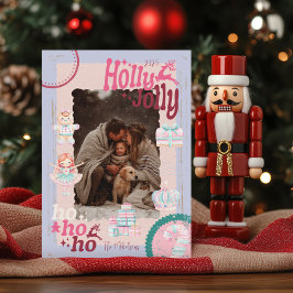 Cartão De Festividades Foto Groovy Quebra-Nozes Natal Pastel Retro