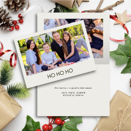 Cartão De Festividades Foto "HO HO HO" de Alabastro Minimalista Moderna 