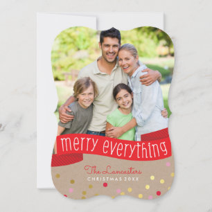 Cartão De Festividades FOTO HOLIDAY BANNER na moda gold confetti kraft
