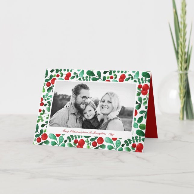 Cartão De Festividades Foto Horizontal de Berries Frescos (Frente)