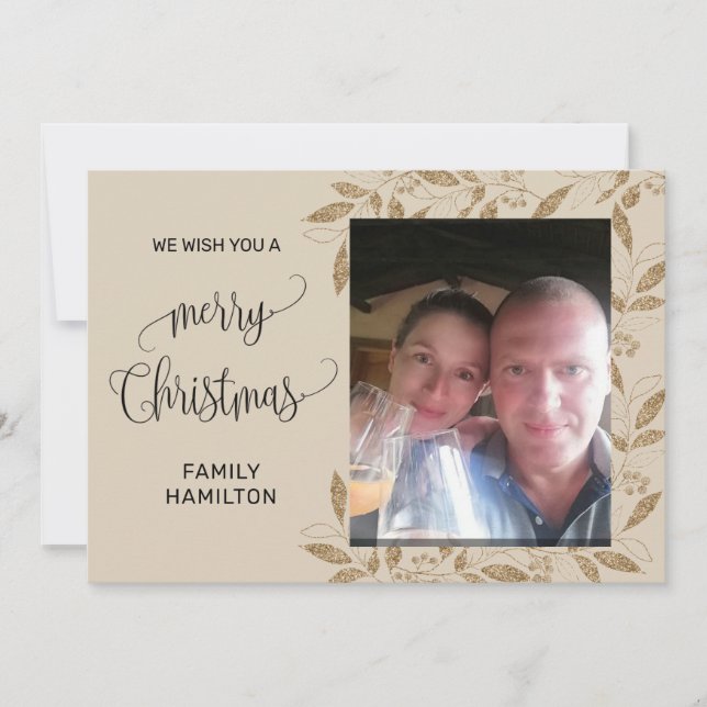 Cartão De Festividades Foto horizontal de Natal plana (Frente)