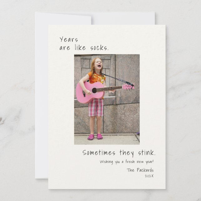 Cartão De Festividades Foto Humorística Ano Novo  (Frente)