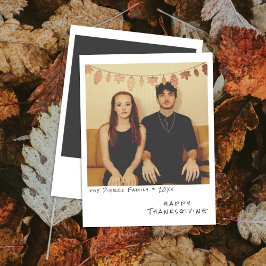 Cartão De Festividades Foto Instantânea Vintage - Folhas de Outono Falsas