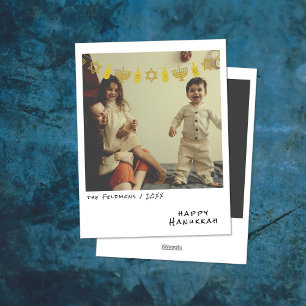 Cartão De Festividades Foto Instantânea Vintage Grinalda de Hanukkah Do