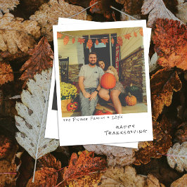 Cartão De Festividades Foto Instantânea Vintage - Guirlanda de Folhas de