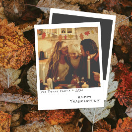 Cartão De Festividades Foto Instantânea Vintage -Guirlanda de Folhas de O