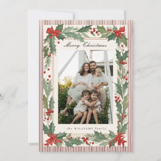 Cartão De Festividades Foto Listrada de Natal Clássico Alegre