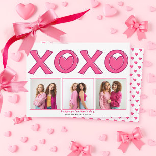 Cartão De Festividades Foto magenta rosa XOXO Dia das Galentinas coração