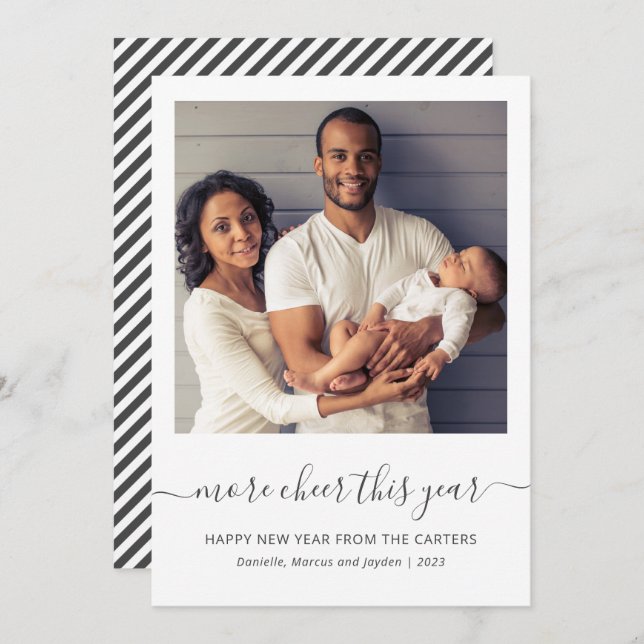 Cartão De Festividades Foto Mais Animada Este Ano Cinza Anos novos de Scr (Frente/Verso)