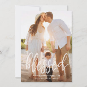 Cartão De Festividades Foto manuscrita de Natal abençoada