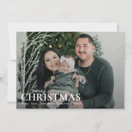 Cartão De Festividades Foto Mínima da Primeira Família de Natal Verde Esc