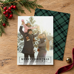 Cartão De Festividades Foto Mínima de Natal com Fundo Xadrez