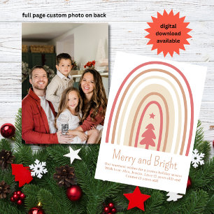 Cartão De Festividades Foto Mínima do Boho Blush Rosa Tan Rainbow