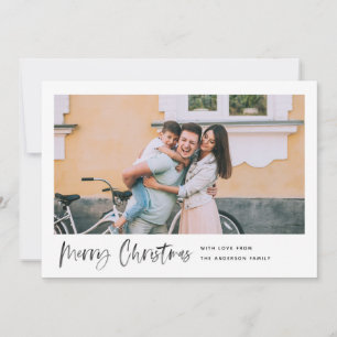 Cartão De Festividades Foto Mínima do Script de Pincel Moderno Feliz Nata