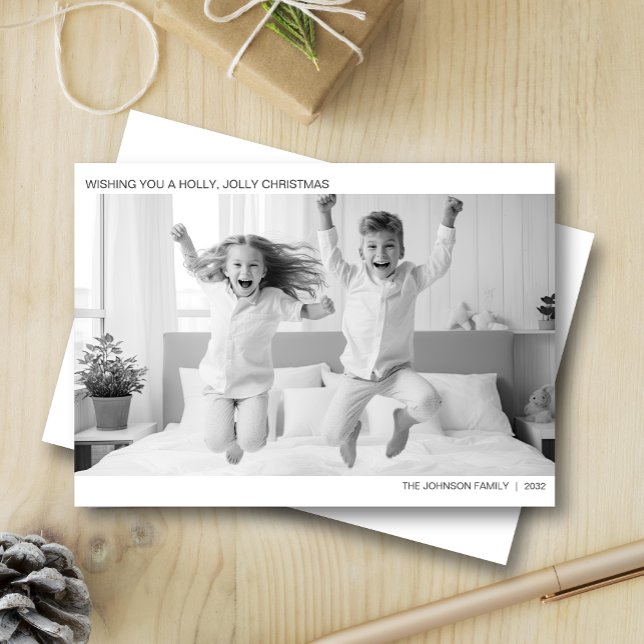 Cartão De Festividades Foto Mínima Moderna de B&W (Criador carregado)