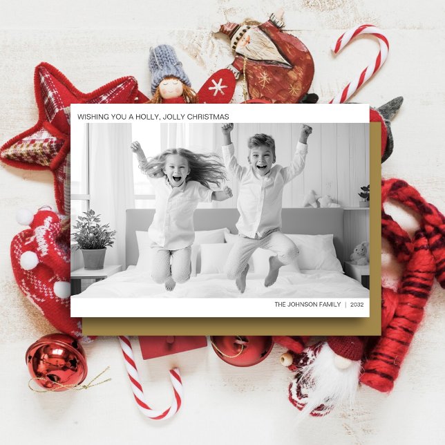 Cartão De Festividades Foto Mínima Moderna de B&W (Criador carregado)