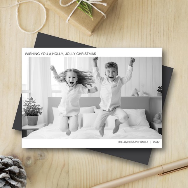 Cartão De Festividades Foto Mínima Moderna de B&W (Criador carregado)