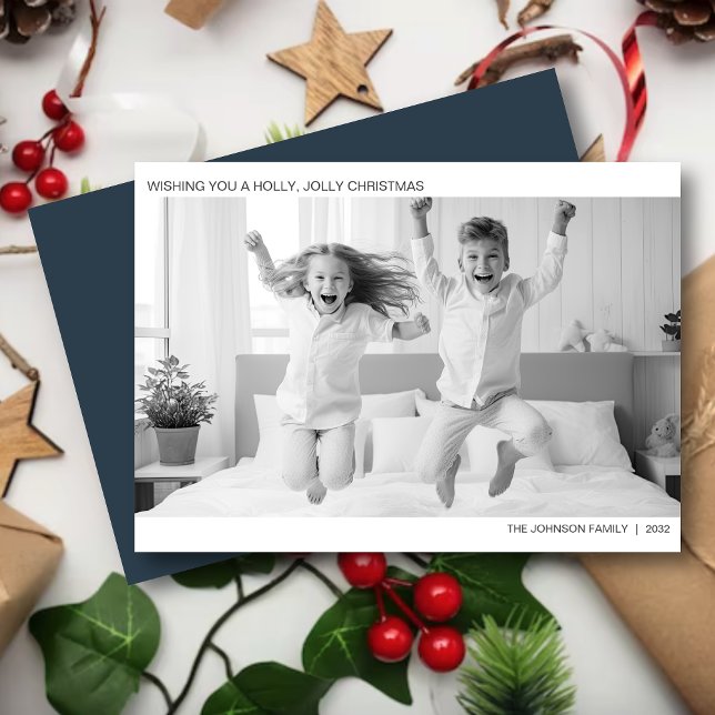 Cartão De Festividades Foto Mínima Moderna de B&W (Criador carregado)