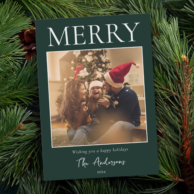 Cartão De Festividades Foto mínima moderna e simples feliz (Criador carregado)