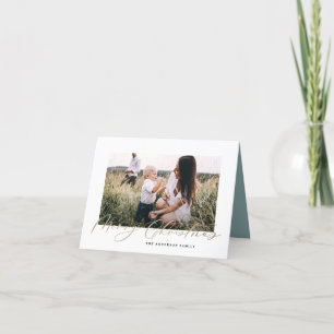 Cartão De Festividades Foto mínima moderna - Escrita elegante de Natal az