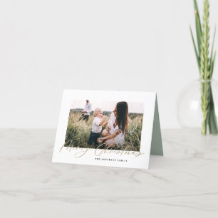 Cartão De Festividades Foto mínima moderna - Escrita elegante de Natal Ho