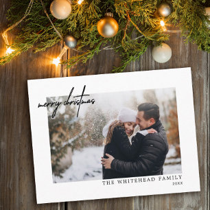 Cartão De Festividades Foto Mínima Preta Branca de Natal Feliz